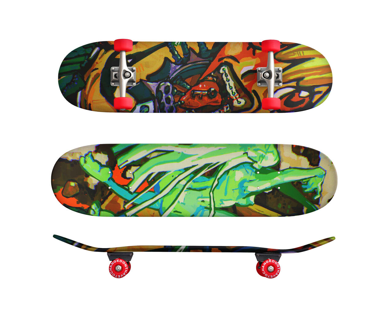 'saw trap' skate deck mock ups