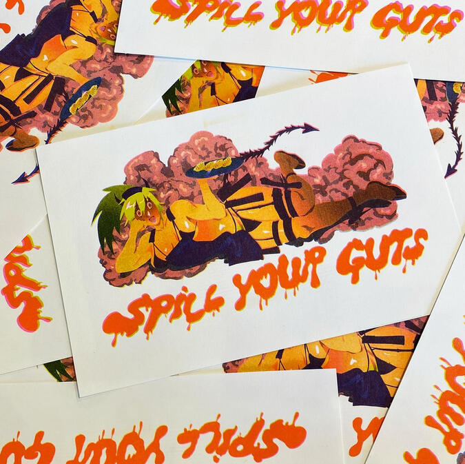 'spill your guts' riso print 'spill your guts' riso print